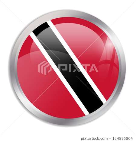 Trinidad and Tobago flag - glossy circle button in metal frame displays a colorful flag of a country cultural identity and heritage. The essence of national pride and unity. Trinidad and Tobago flag - glossy circle button in metal frame displays a colorful flag of a country cultural identity and heritage. The essence of national pride and unity. 134855804