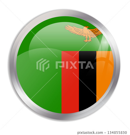 Zambia flag - glossy circle button in metal frame displays a colorful flag of a country cultural identity and heritage. The essence of national pride and unity. Zambia flag - glossy circle button in metal frame displays a colorful flag of a country cultural identity and heritage. The essence of national pride and unity. 134855830