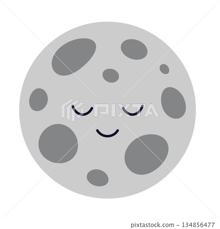cute cartoon moon isolated, flat style-插圖素材 [134856477] - PIXTA圖庫