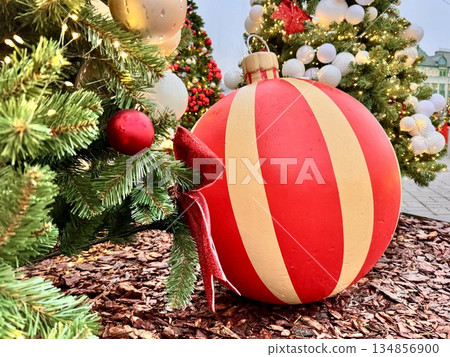 decorative Christmas ball toy in red color 134856900