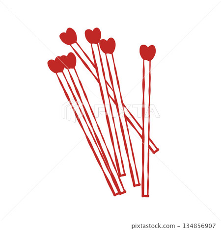Matches of Love. Outline illustration of matches shaped like hearts. Vector romantic clip art for Valentines Day Matches of Love. Outline illustration of matches shaped like hearts. Vector romantic clip art for Valentines Day 134856907
