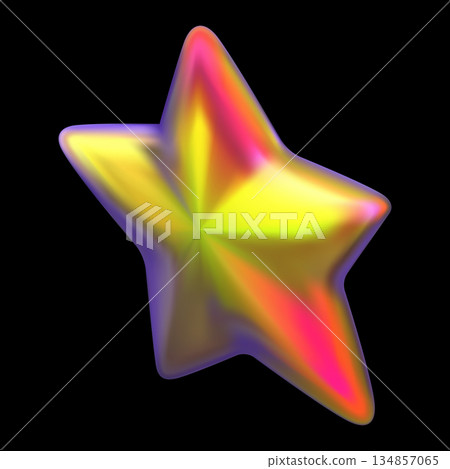 Iridescent star realistic 3D vector design, holographic red orange space galaxy emoji, sparkle decoration, glossy award Iridescent star realistic 3D vector design, holographic red orange space galaxy emoji, sparkle decoration, glossy award 134857065