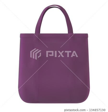 Reusable shopping bag, purple, realistic style, front view. Reusable shopping bag, purple, realistic style, front view. 134857130