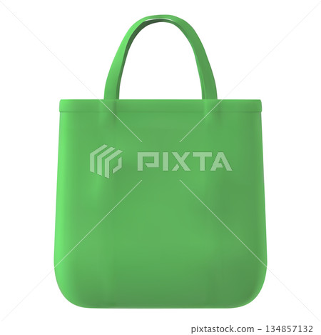 Realistic green fabric tote bag with handles, isolated icon Realistic green fabric tote bag with handles, isolated icon 134857132