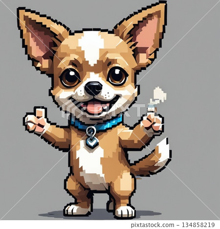 Cute pixel art Chihuahua Line stamp style 134858219