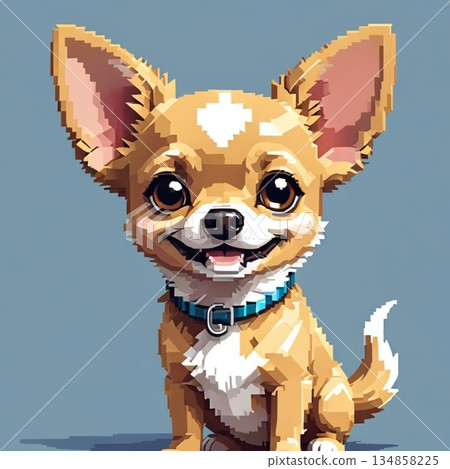 Cute pixel art Chihuahua Line stamp style 134858225