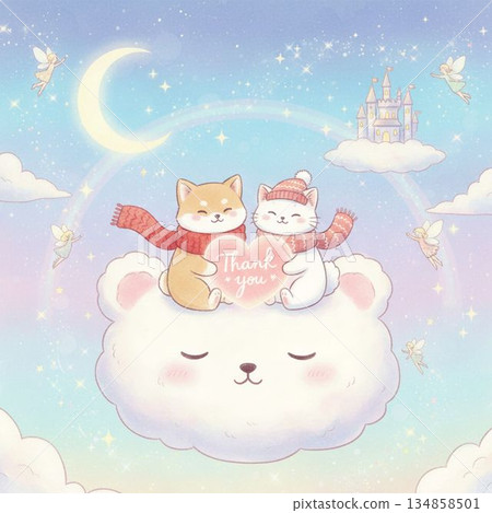 Bear and Rabbit Thank You Card 134858501