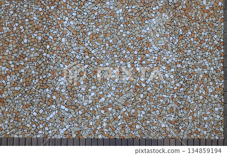 brick wall, mosaic wide panorama of masonry, bricklaying texture background. 134859194