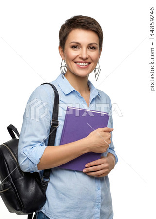 Student Holding a Purple Book 134859246