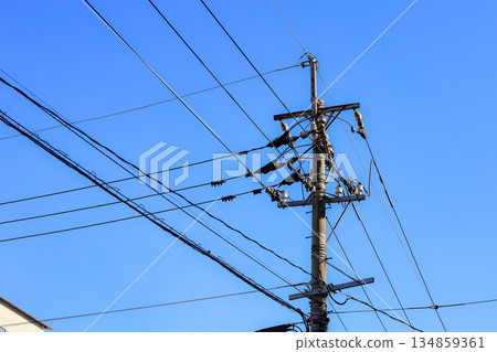 High voltage post, High voltage tower, show with high voltage construction and power lines. High voltage post, High voltage tower, show with high voltage construction and power lines. 134859361