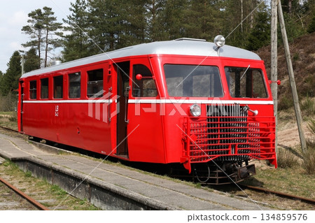 The veteran railway between Bryrup and Vrads in Denmark. The train is operated by a club of volunteer members 134859576
