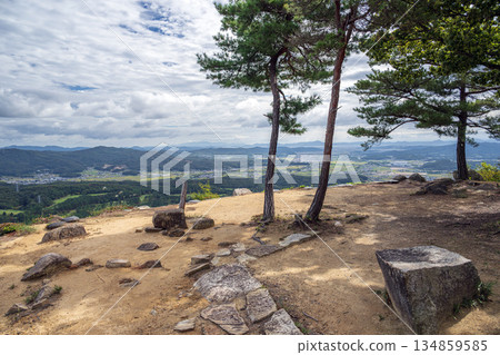 View from the observation deck at Kinojo Castle in Okayama View from the observation deck at Kinojo Castle in Okayama 134859585