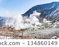 Smoke rising from Owakudani in Hakone 134860149