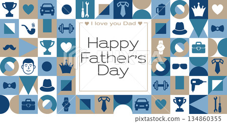 Fathers Day background with modern male Icons and geometric shapes. Greeting print, geometric pattern, poster. Fathers Day background with modern male Icons and geometric shapes. Greeting print, geometric pattern, poster. 134860355