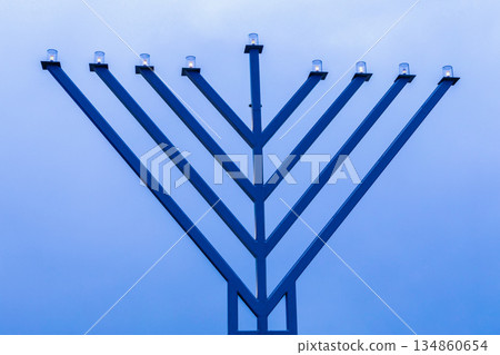 Hanukkah Hanukkiah symbol of light and miracle. 134860654
