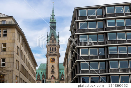Rathaus in Hamburg Germany with city view 134860662