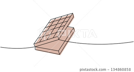 Abstract line art of an open chessboard in perspective, warm beige and brown tones create a minimal modern look 134860858
