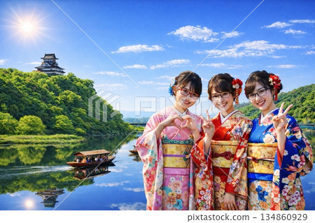 View of Inuyama Castle from the banks of the Kiso River View of Inuyama Castle from the banks of the Kiso River 134860929