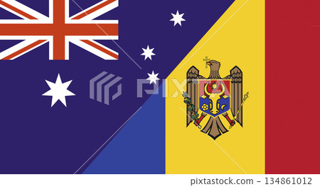 Flags of Australia and Moldova. Two Flags Together Australian and Moldavian Flags of Australia and Moldova. Two Flags Together Australian and Moldavian 134861012