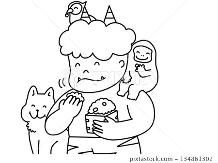Coloring pages of friendly demons and animals Coloring pages of friendly demons and animals 134861302