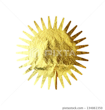 Golden star, sunburst symbol. Shiny gold foil. Vintage sunbeam symbol. Shopping labels, sale sticker, quality mark. Modern art. Wedding, greeting card decoration elements. Vector illustration Golden star, sunburst symbol. Shiny gold foil. Vintage sunbeam symbol. Shopping labels, sale sticker, quality mark. Modern art. Wedding, greeting card decoration elements. Vector illustration 134861350