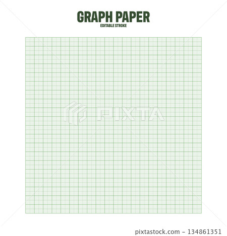 Sheet of graph paper with grid. Millimeter paper texture, geometric pattern. Green lined blank for drawing, studying, technical engineering or scale measurement. Vector illustration Sheet of graph paper with grid. Millimeter paper texture, geometric pattern. Green lined blank for drawing, studying, technical engineering or scale measurement. Vector illustration 134861351