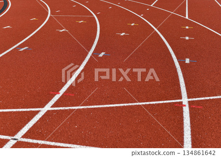 Treadmill at the sports stadium. Sports Stadium Treadmill at the sports stadium. Sports Stadium 134861642