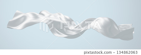Luxury cloud dancer white silk fabric flowing on soft blue background 3D render Luxury cloud dancer white silk fabric flowing on soft blue background 3D render 134862063