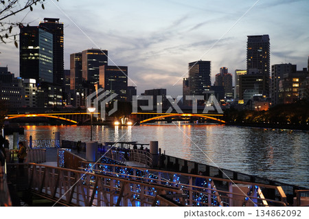 大阪八軒屋瀾的日落景色 大阪八軒屋瀾的日落景色 134862092