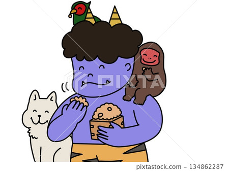 A kind blue demon and animals A kind blue demon and animals 134862287