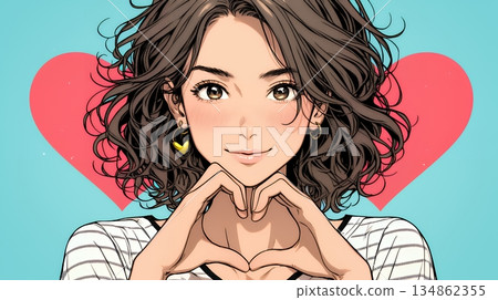 A young woman expressing her love by making a heart symbol with her hands A young woman expressing her love by making a heart symbol with her hands 134862355