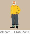 White-haired old man wearing a sweater 134862493