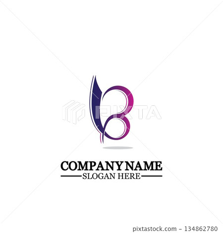 Abstract letter b logo vector. B logo symbol icon design template. Abstract letter b logo vector. B logo symbol icon design template. 134862780