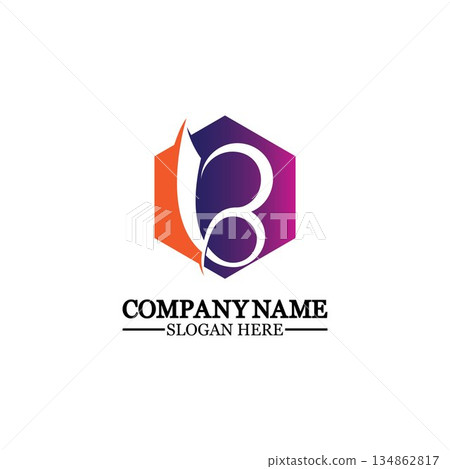 Abstract letter b logo vector. B logo symbol icon design template. 134862817