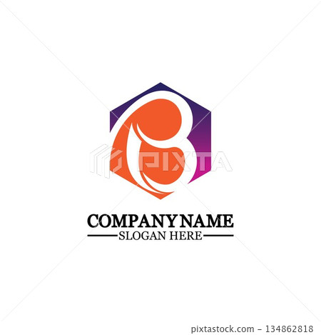 Abstract letter b logo vector. B logo symbol icon design template. 134862818