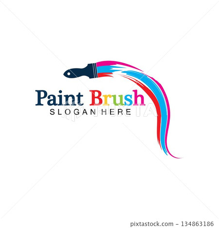 Abstract vector painting brush and colorful paint splash icon, emblem, logo design with color alternative and greyscale version. Editable EPS format design element, arts and crafts concept. Abstract vector painting brush and colorful paint splash icon, emblem, logo design with color alternative and greyscale version. Editable EPS format design element, arts and crafts concept. 134863186