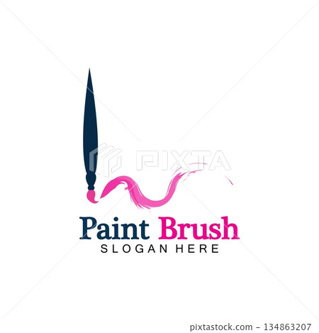 Abstract vector painting brush and colorful paint splash icon, emblem, logo design with color alternative and greyscale version. Editable EPS format design element, arts and crafts concept. Abstract vector painting brush and colorful paint splash icon, emblem, logo design with color alternative and greyscale version. Editable EPS format design element, arts and crafts concept. 134863207