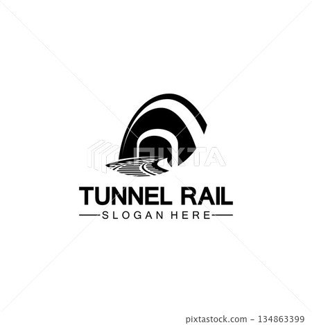 Rail with tunnel logo icon vector design template Rail with tunnel logo icon vector design template 134863399
