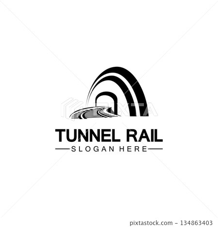 Rail with tunnel logo icon vector design template 134863403