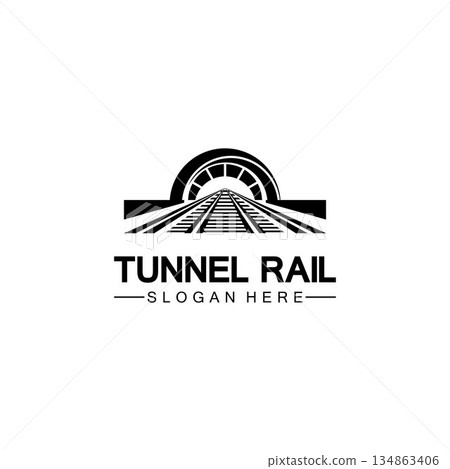 Rail with tunnel logo icon vector design template Rail with tunnel logo icon vector design template 134863406