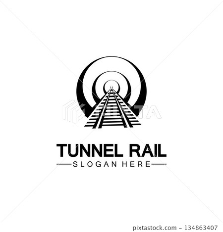 Rail with tunnel logo icon vector design template Rail with tunnel logo icon vector design template 134863407