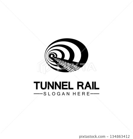 Rail with tunnel logo icon vector design template Rail with tunnel logo icon vector design template 134863412