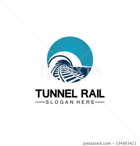 Rail with tunnel logo icon vector design template Rail with tunnel logo icon vector design template 134863421