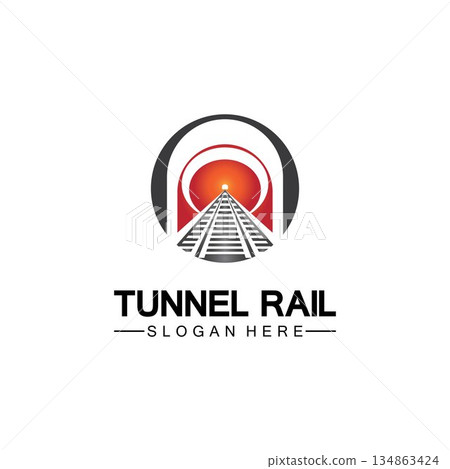 Rail with tunnel logo icon vector design template Rail with tunnel logo icon vector design template 134863424