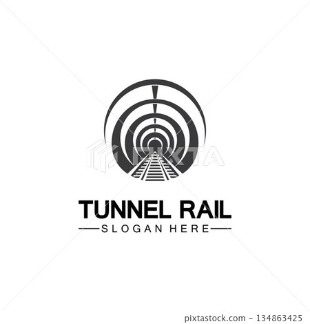 Rail with tunnel logo icon vector design template 134863425