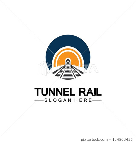 Rail with tunnel logo icon vector design template Rail with tunnel logo icon vector design template 134863435