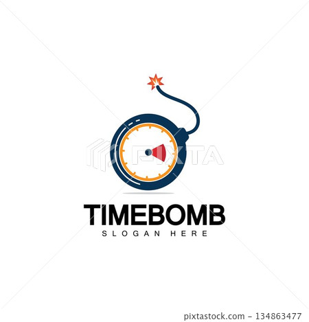 Time bomb logo vector icon ilustration design template 134863477