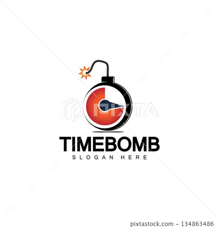 Time bomb logo vector icon ilustration design template 134863486