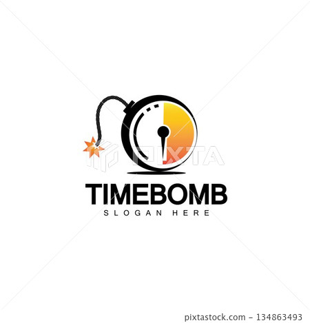 Time bomb logo vector icon ilustration design template 134863493