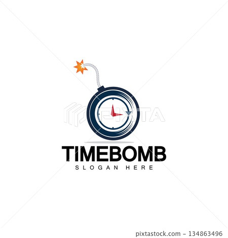 Time bomb logo vector icon ilustration design template 134863496